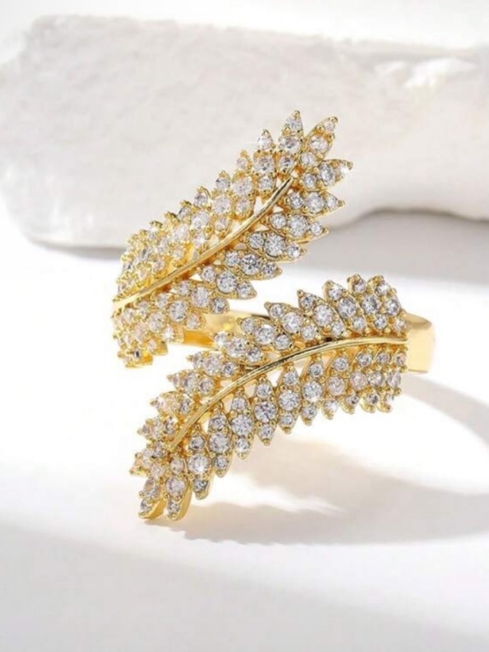 Gilded Gold Cubic Zirconia
Leaf Ring